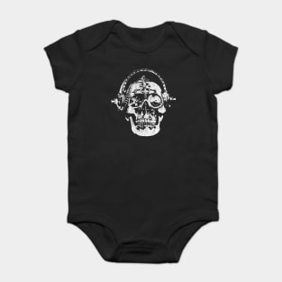 Mechanical Skull with Headphones - Heavy Metal Baby Bodysuit